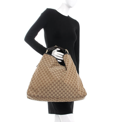 Gucci Monogram Large Horsebit Chain Hobo Dark Brown 2 of 9