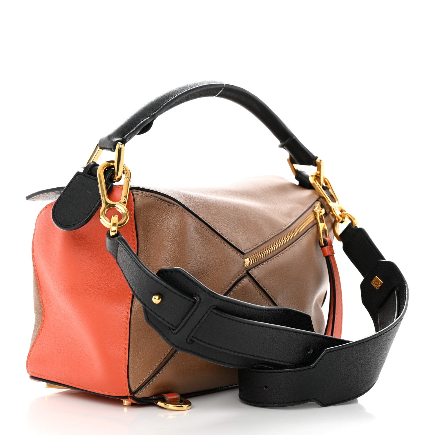 Loewe Calfskin Small Puzzle Bag Mink Coral Black 3 of 20