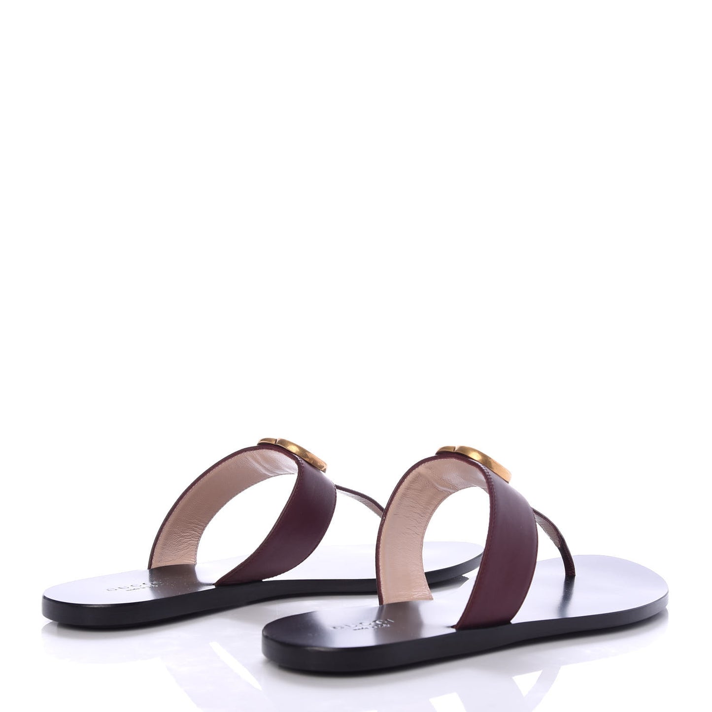 Calfskin GG Marmont Thong Sandals 37.5 Vintage Bordeaux