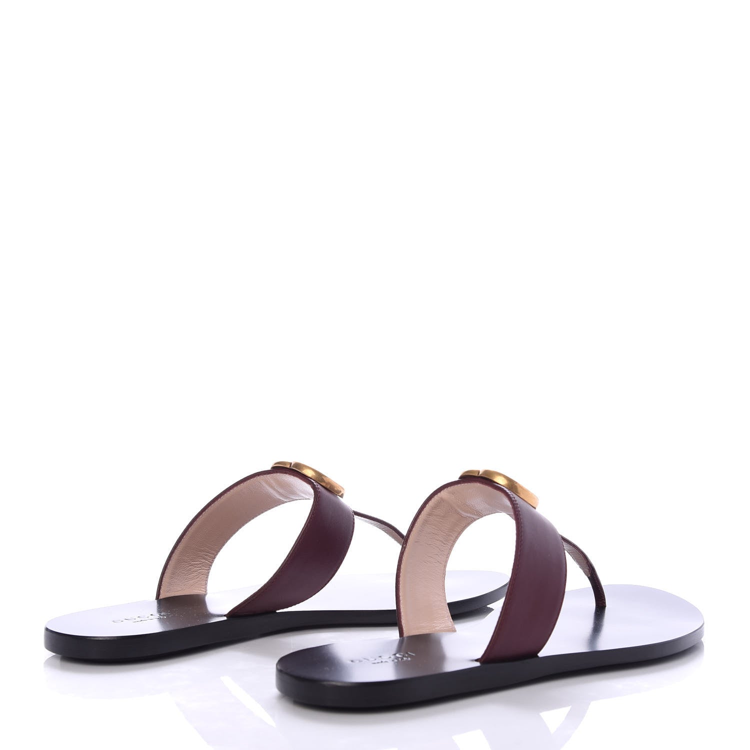 Gucci Calfskin GG Marmont Thong Sandals 37.5 Vintage Bordeaux 4 of 8
