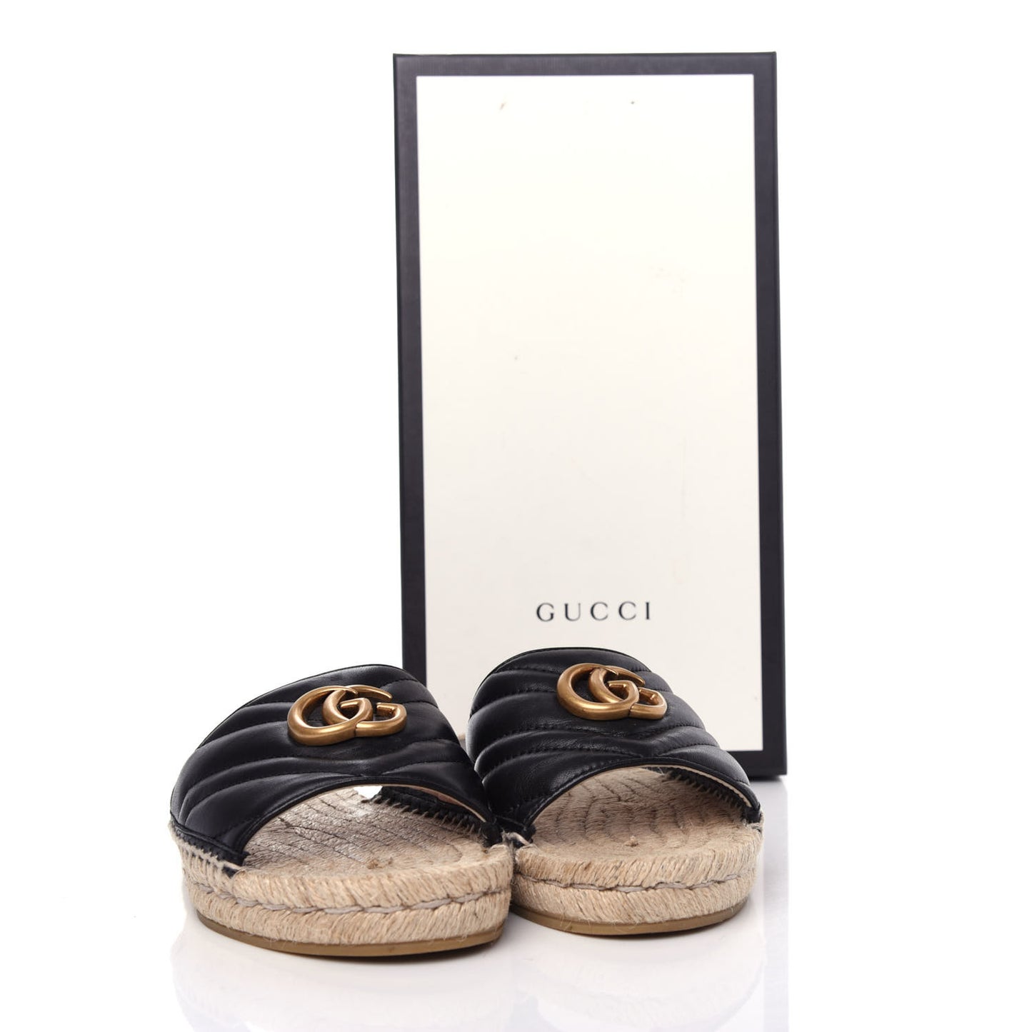 Nappa Matelasse GG Marmont Espadrille Slide Sandals 38 Black