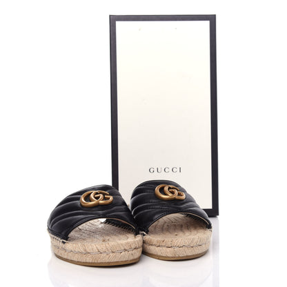 Gucci Nappa Matelasse GG Marmont Espadrille Slide Sandals 38 Black 12 of 12