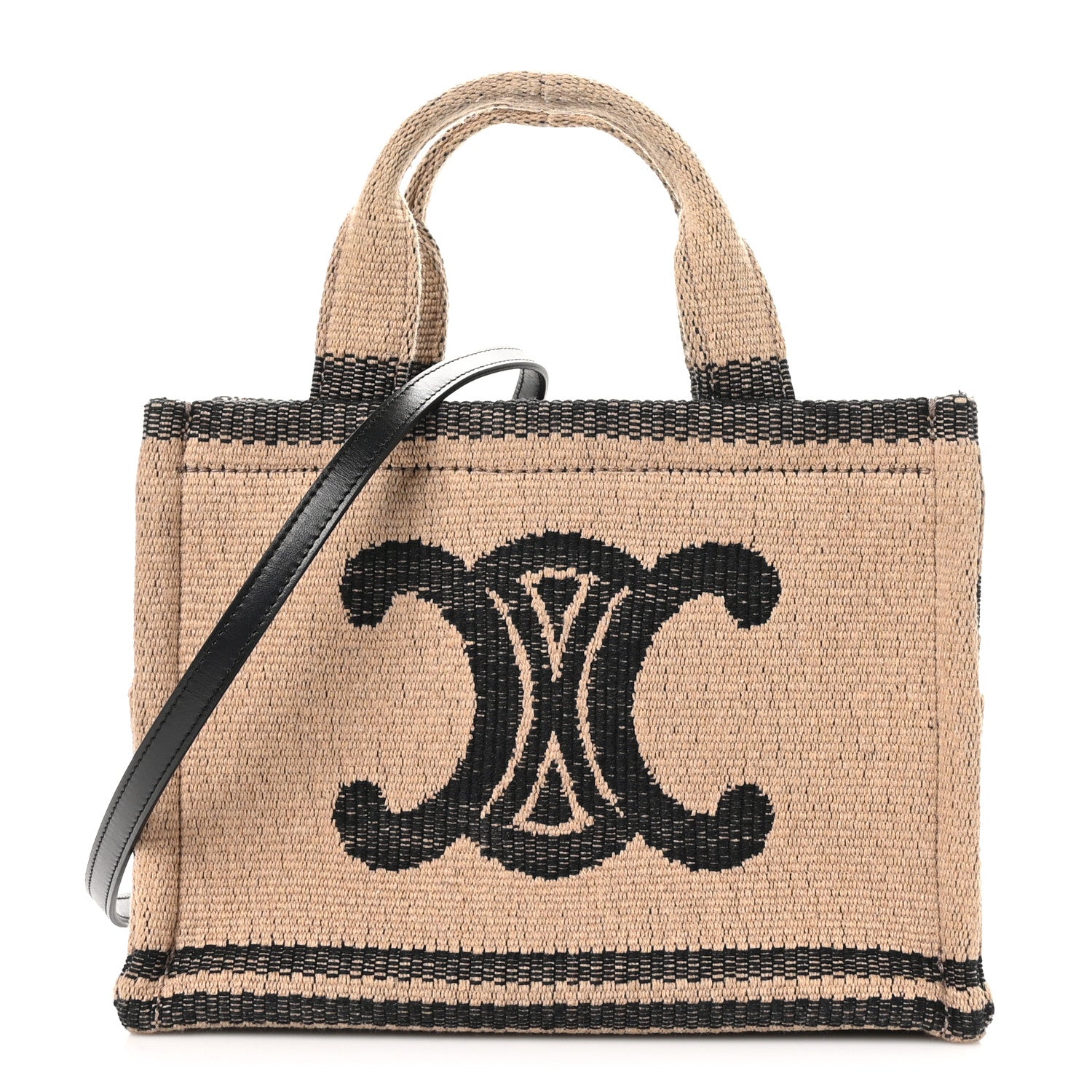 Celine Canvas Calfskin Small Cabas Thais Beige Black 1 of 9
