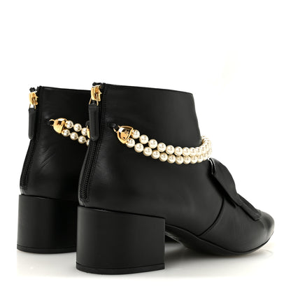Chanel Lambskin Pearl Bow Short Boots 40 Black 40 Black 5 of 10