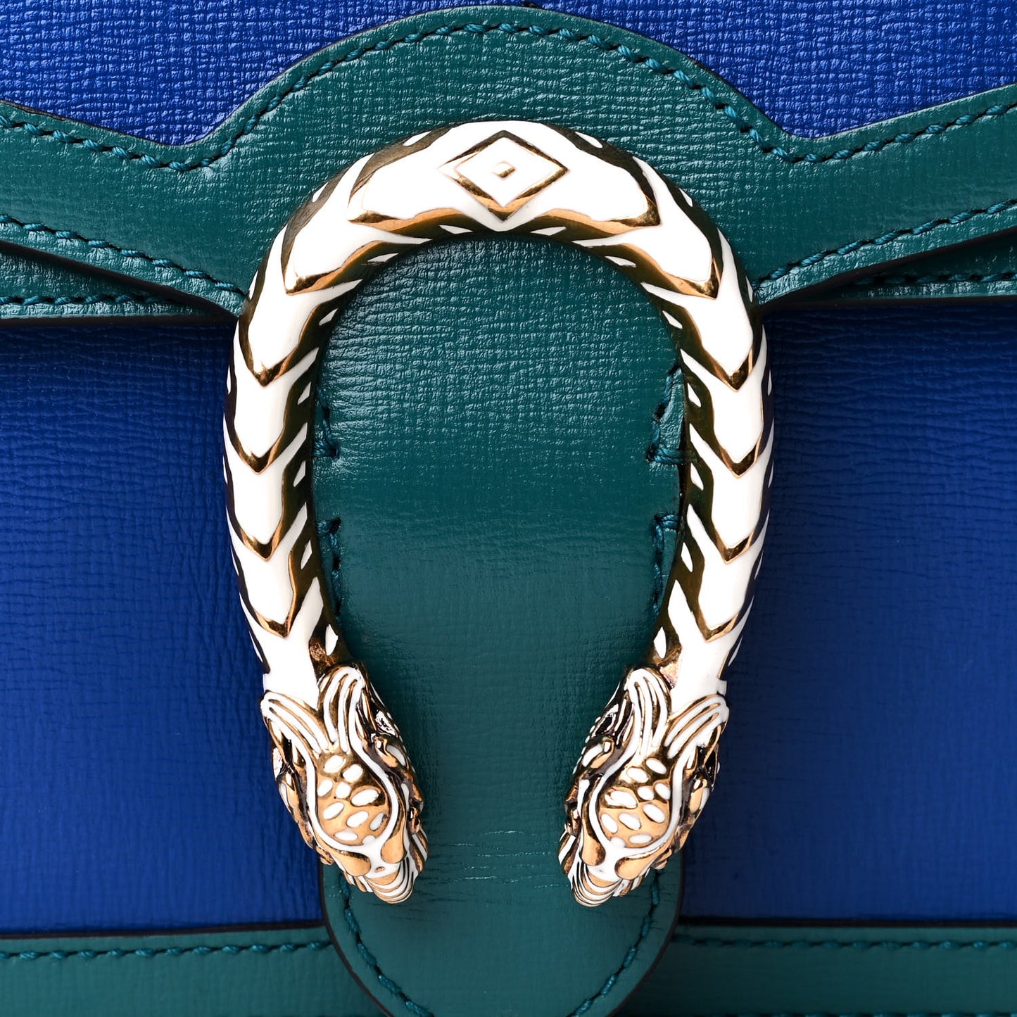 Azalea Calfskin Enamel Small Dionysus Shoulder Bag Imperial Blue Pavone Off White