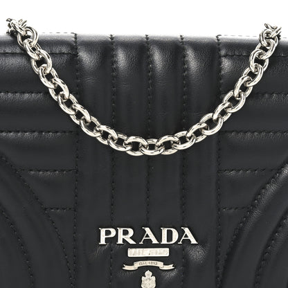 Prada Soft Calfskin Impunture Diagramme Chain Wallet Black 6 of 9