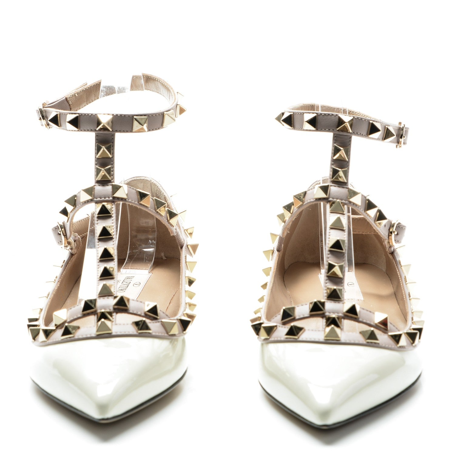Valentino Garavani Patent Rockstud Cage Ballerina Flats 36 Light Ivory Poudre 4 of 8
