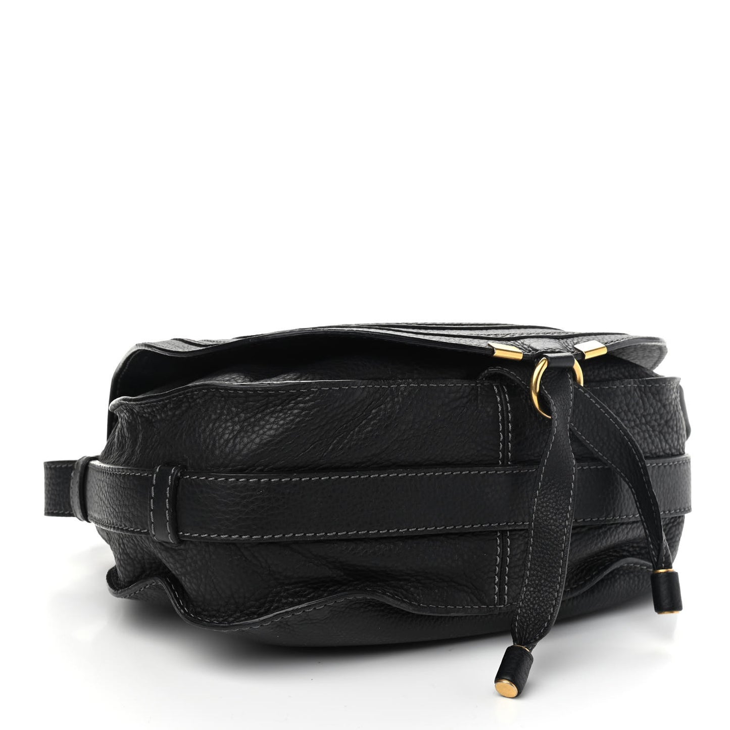 Calfskin Medium Marcie Round Crossbody Bag Black