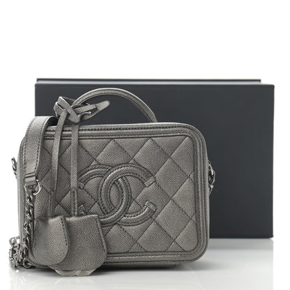 Chanel Caviar Quilted Small CC Filigree Vanity Case Dark Silver 12 of 12