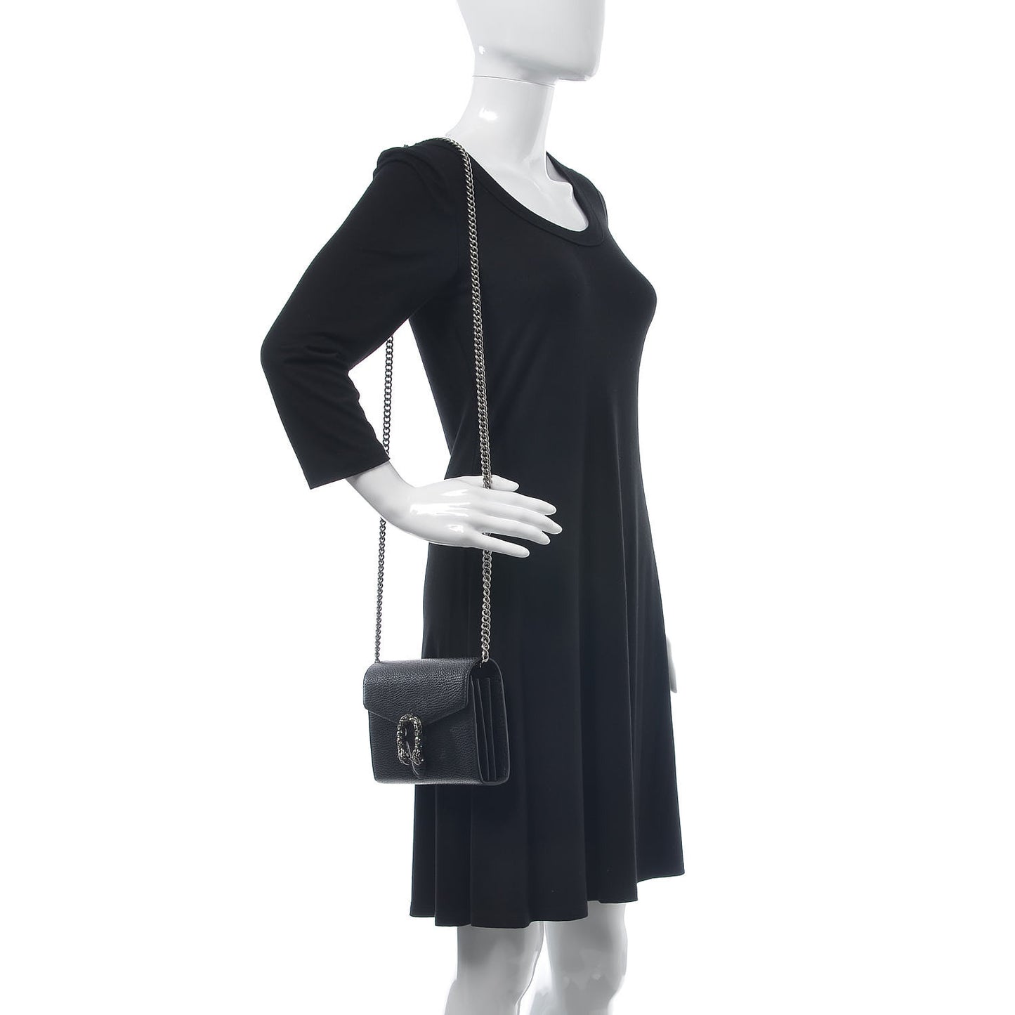 Calfskin Mini Dionysus Chain Wallet Black