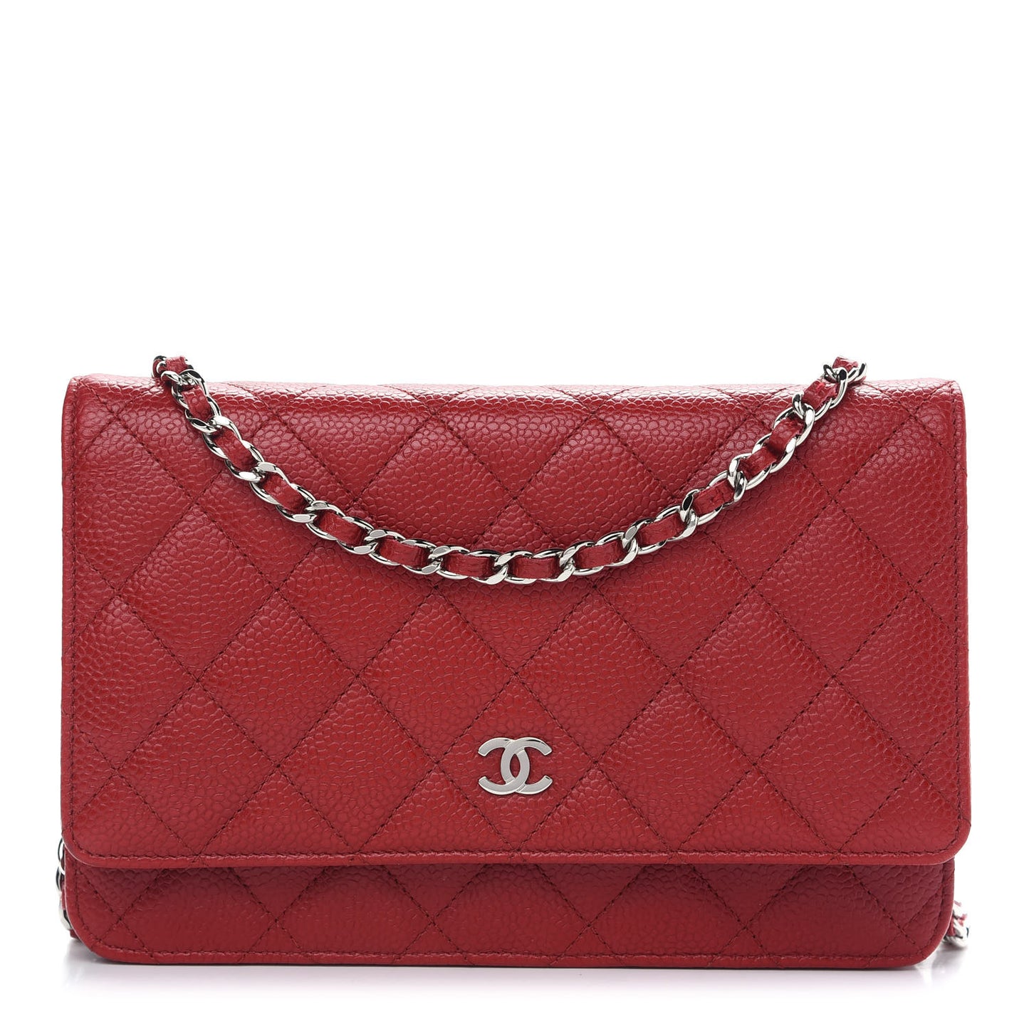 Caviar Quilted Wallet On Chain WOC Red