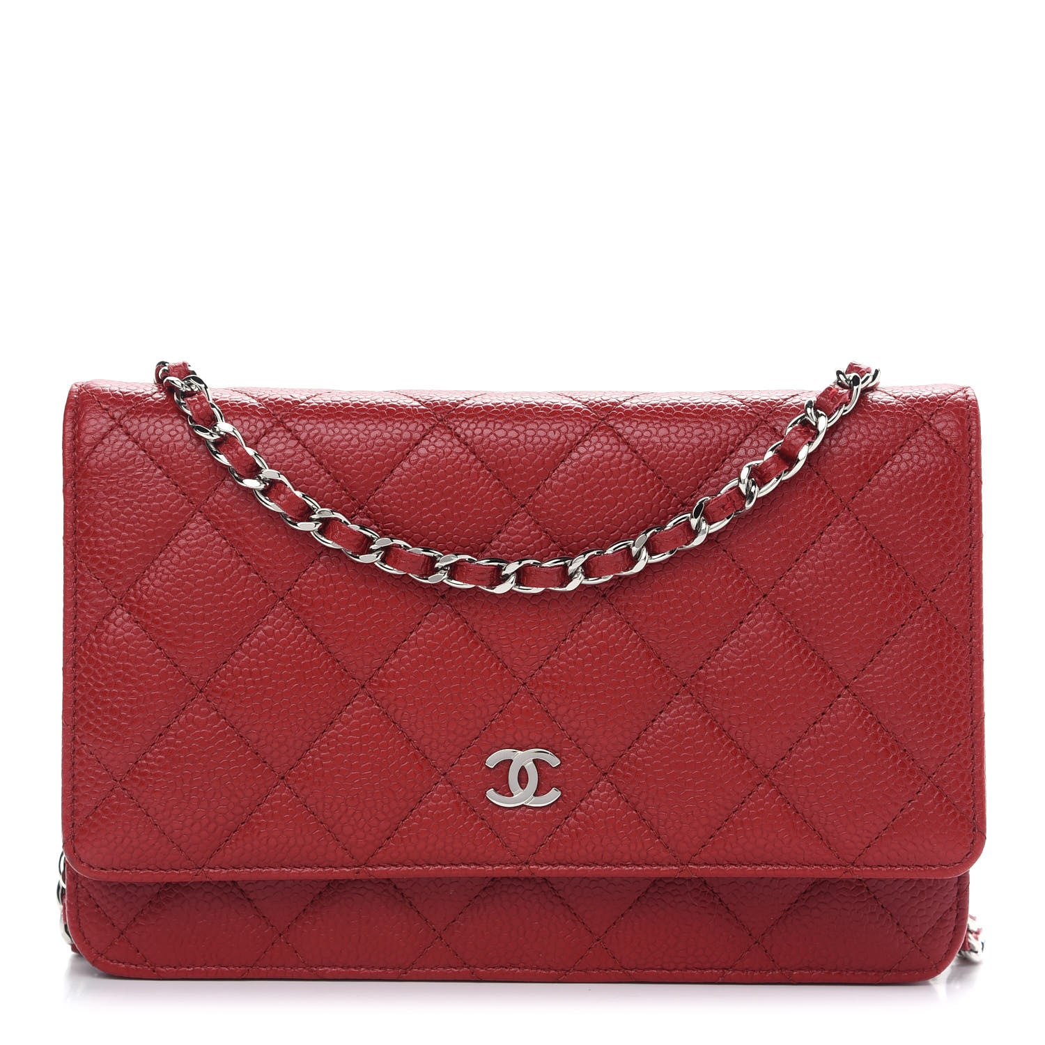 Chanel Caviar Quilted Wallet On Chain WOC Red 1 of 10