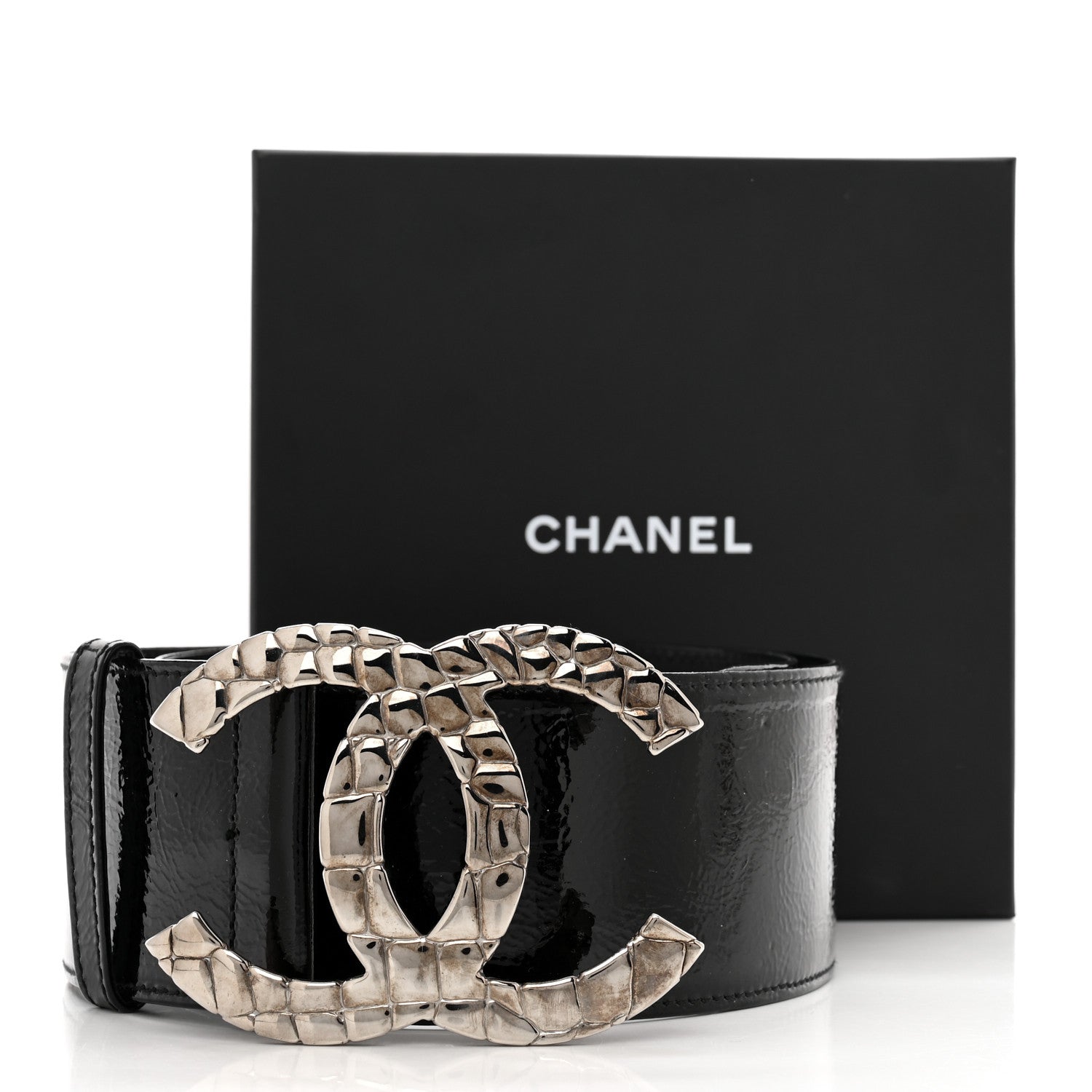 Chanel Patent CC Wide Belt 80 32 Black 9 of 9