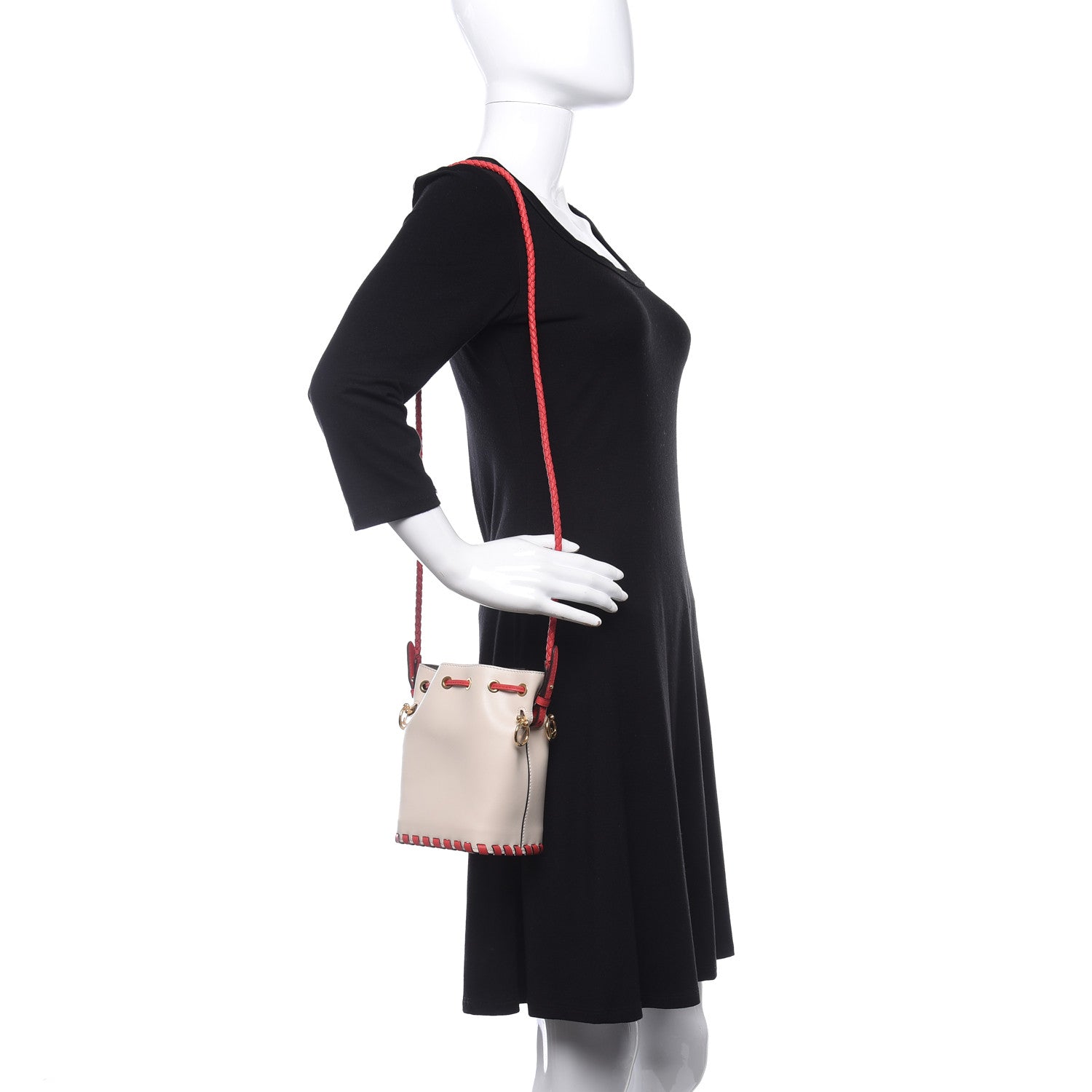 Fendi Vitello Liberty Century F is Fendi Whipstitch Mini Mon Tresor Bucket Bag Camelia Fiamma 2 of 7