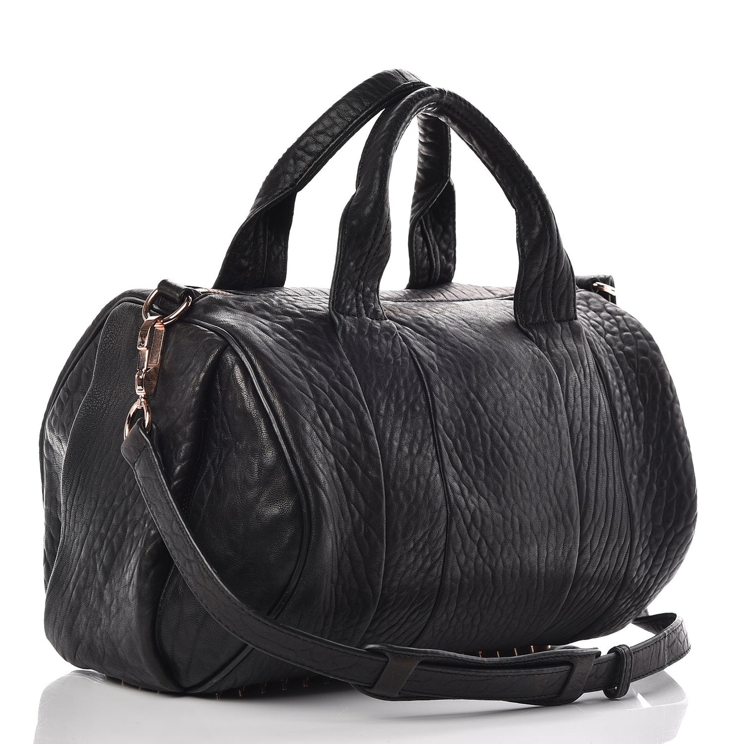 Pebbled Lambskin Rocco Black Rose Gold Hardware