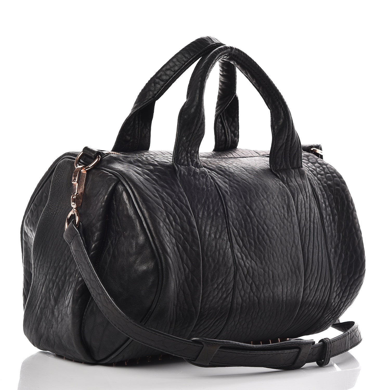 Alexander Wang Pebbled Lambskin Rocco Black Rose Gold Hardware 4 of 15