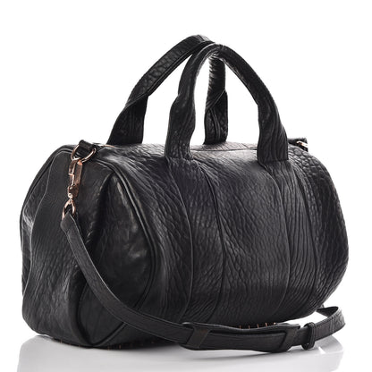 Alexander Wang Pebbled Lambskin Rocco Black Rose Gold Hardware 4 of 15