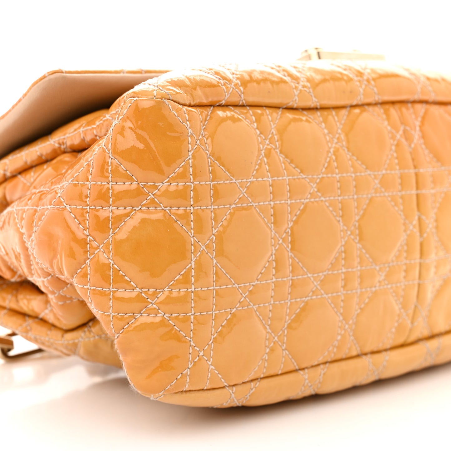 Patent Cannage Large Miss Dior Flap Beige
