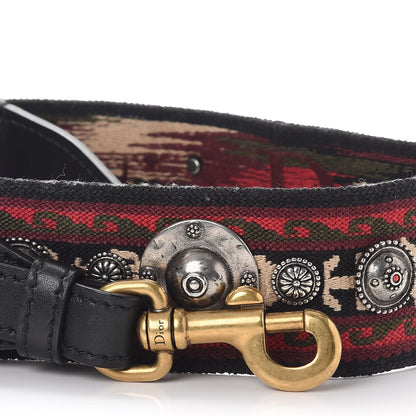 Christian Dior Canvas Embroidered Studded Bohemian Shoulder Strap Red 2 of 6