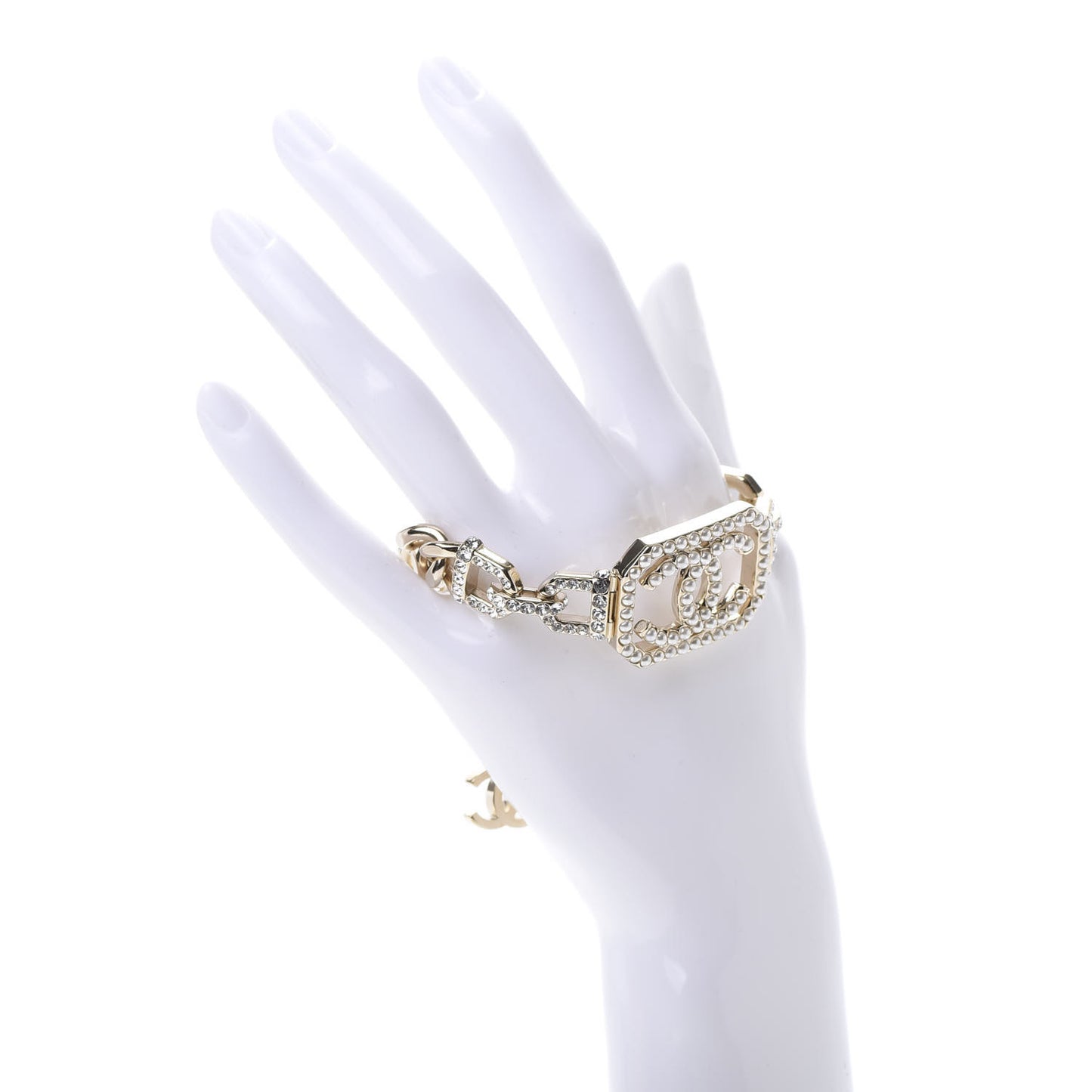 Crystal Pearl CC Vendome Bracelet Gold Pearly White
