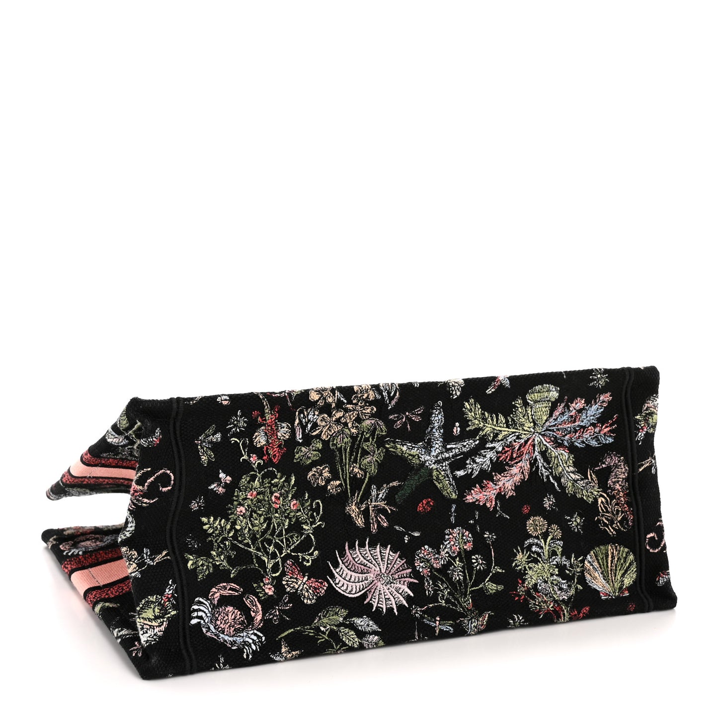 Canvas Embroidered Medium Cabinet De Curiosites Book Tote Black Multicolor