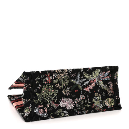 Christian Dior Canvas Embroidered Medium Cabinet De Curiosites Book Tote Black Multicolor 4 of 11