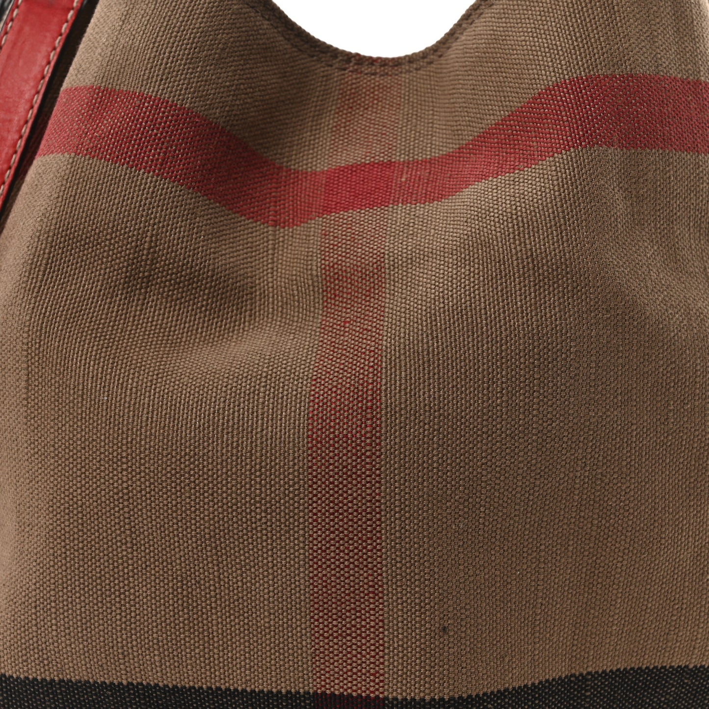 Canvas Mega Check Medium Ashby Bucket Bag Red