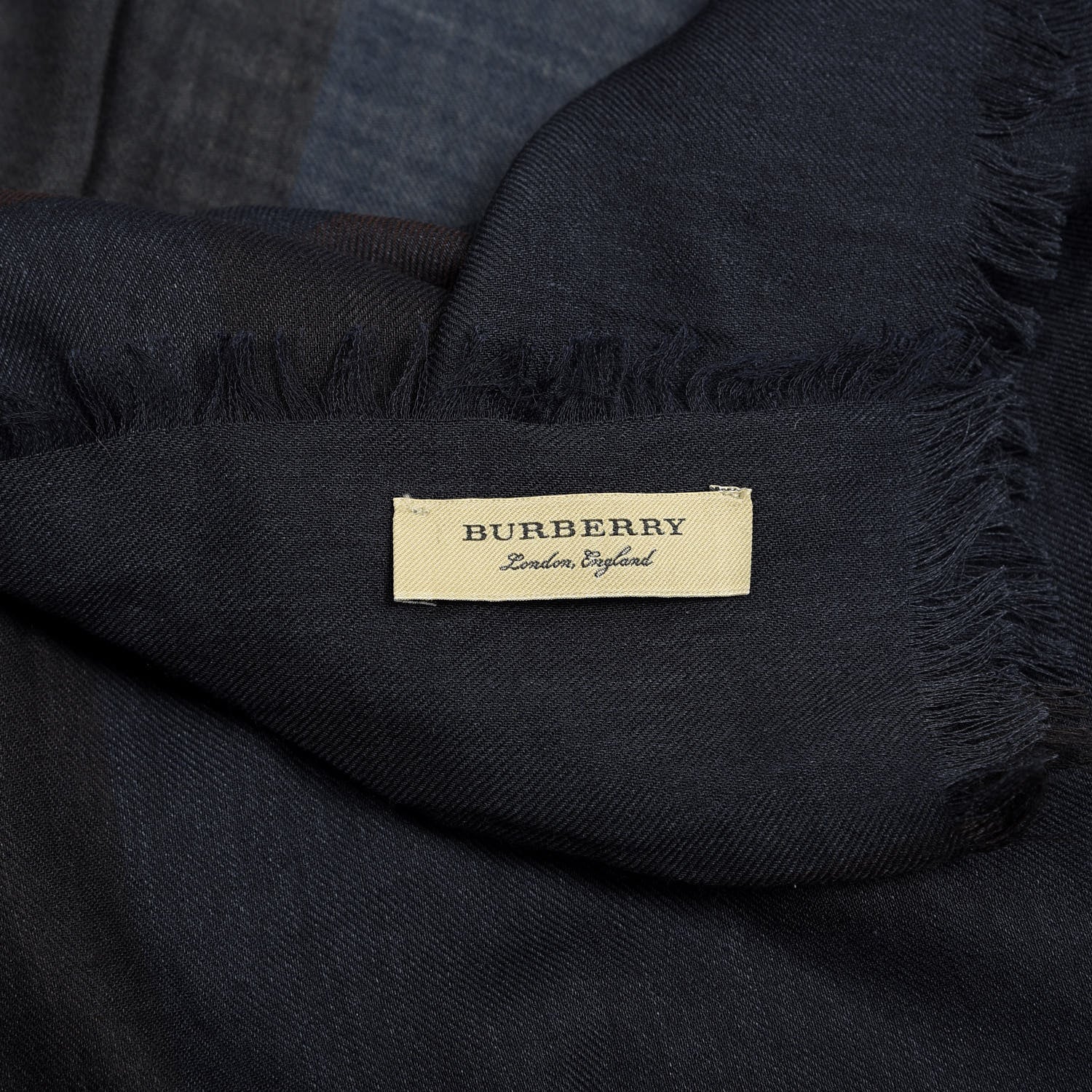 Burberry Silk Modal Wool Check Lightweight Scarf Blue 2 of 5