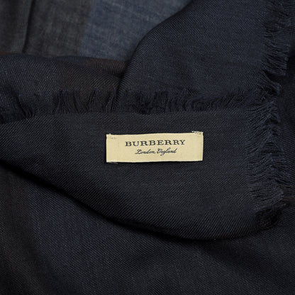 Burberry Silk Modal Wool Check Lightweight Scarf Blue 2 of 5