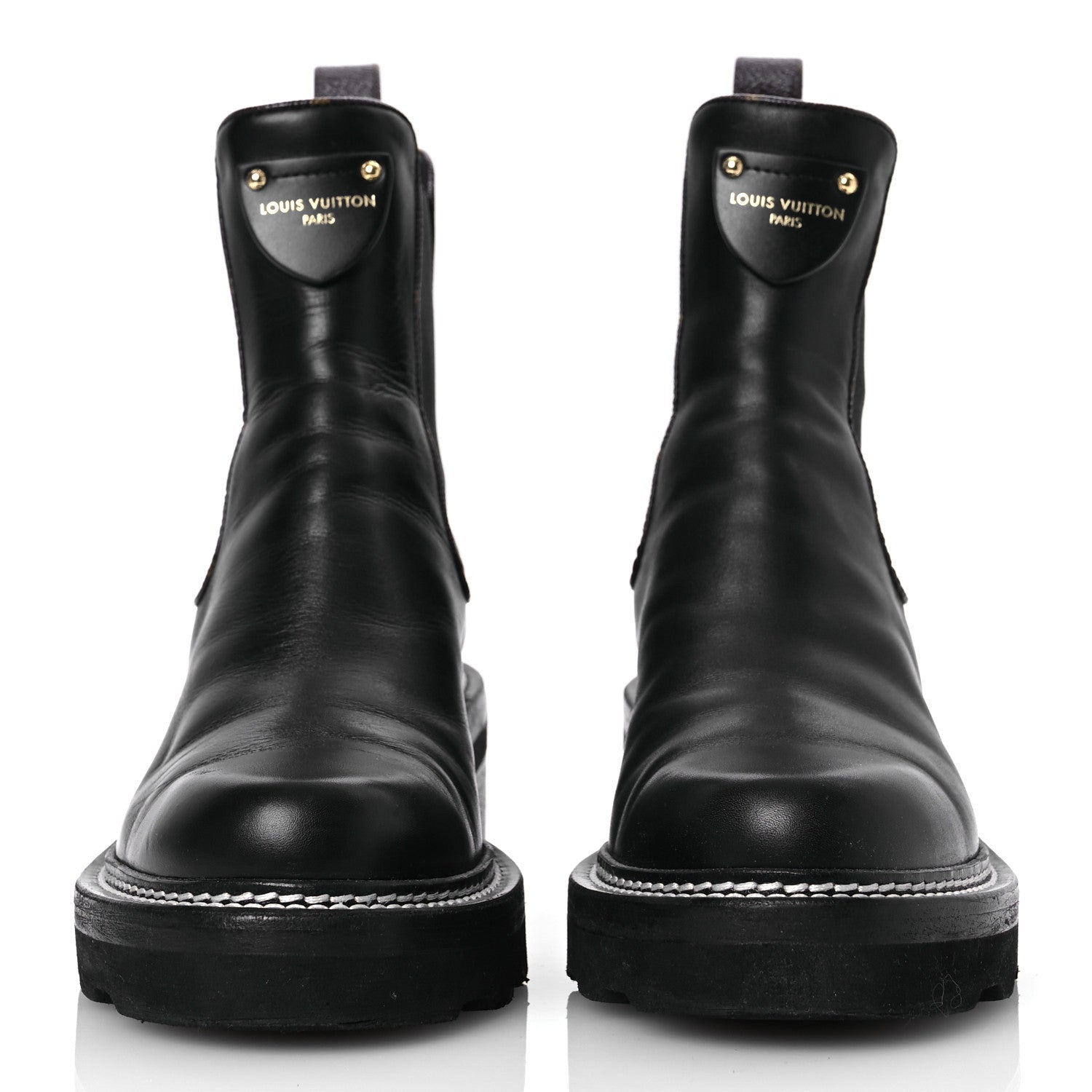 Louis Vuitton Calfskin Monogram Beaubourg Ankle Boots 38 Black 3 of 14