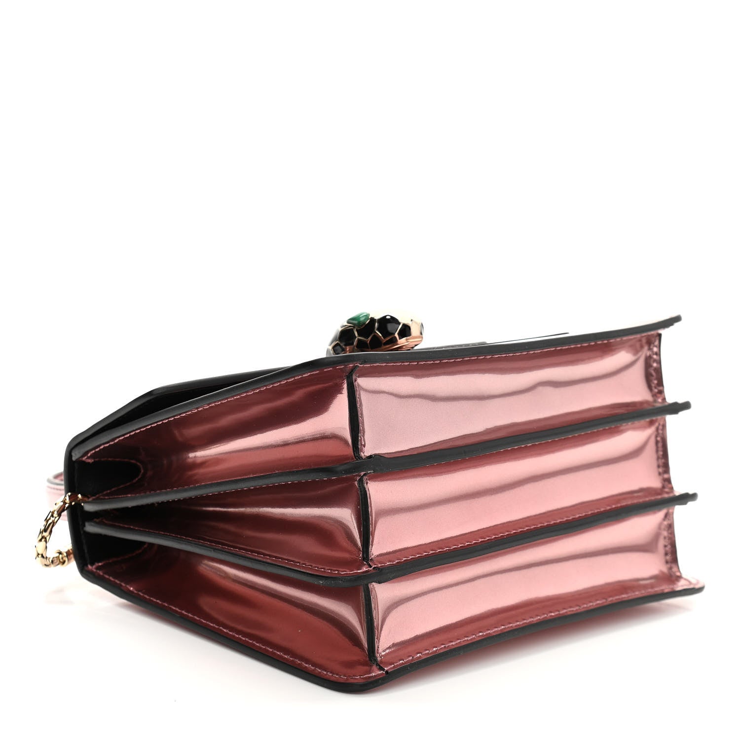 Bulgari Metallic Calfskin Serpenti Forever Top Handle Rose Quartz 4 of 9