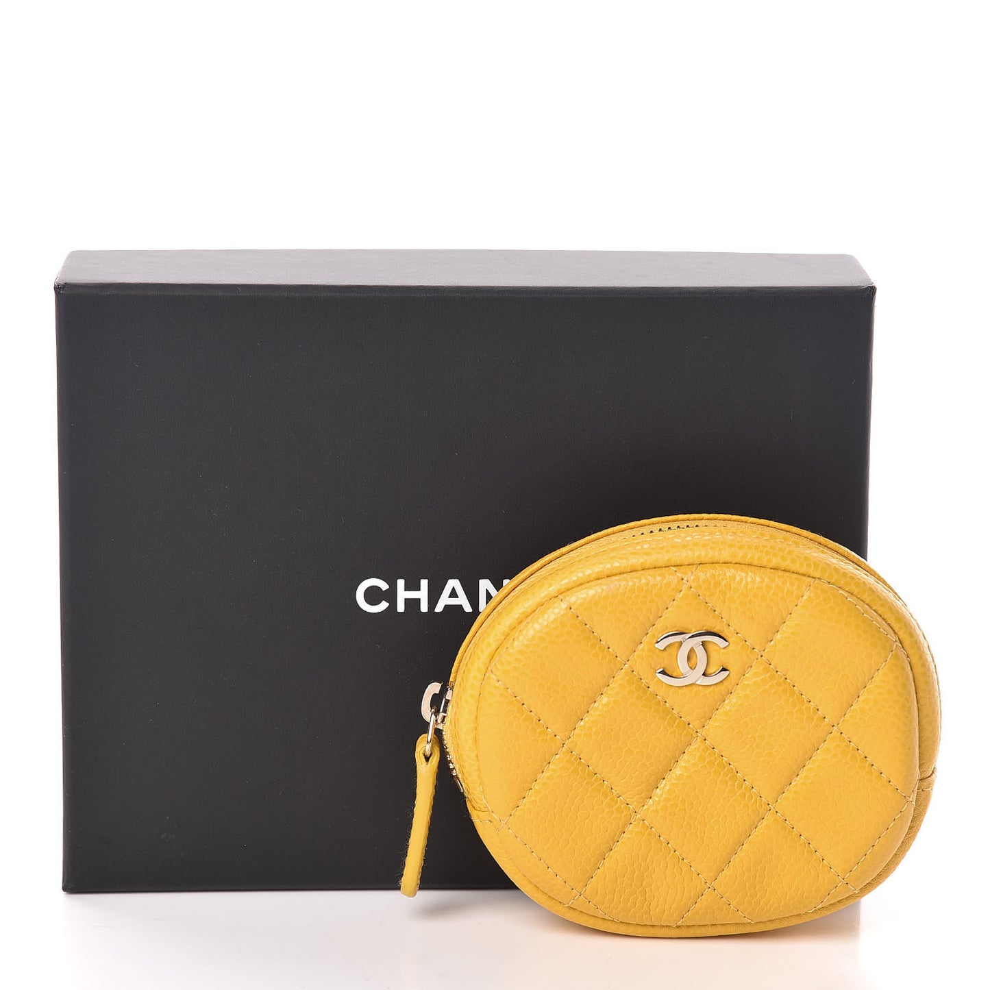 Caviar Quilted Zip Around Classic Coin Purse Yellow