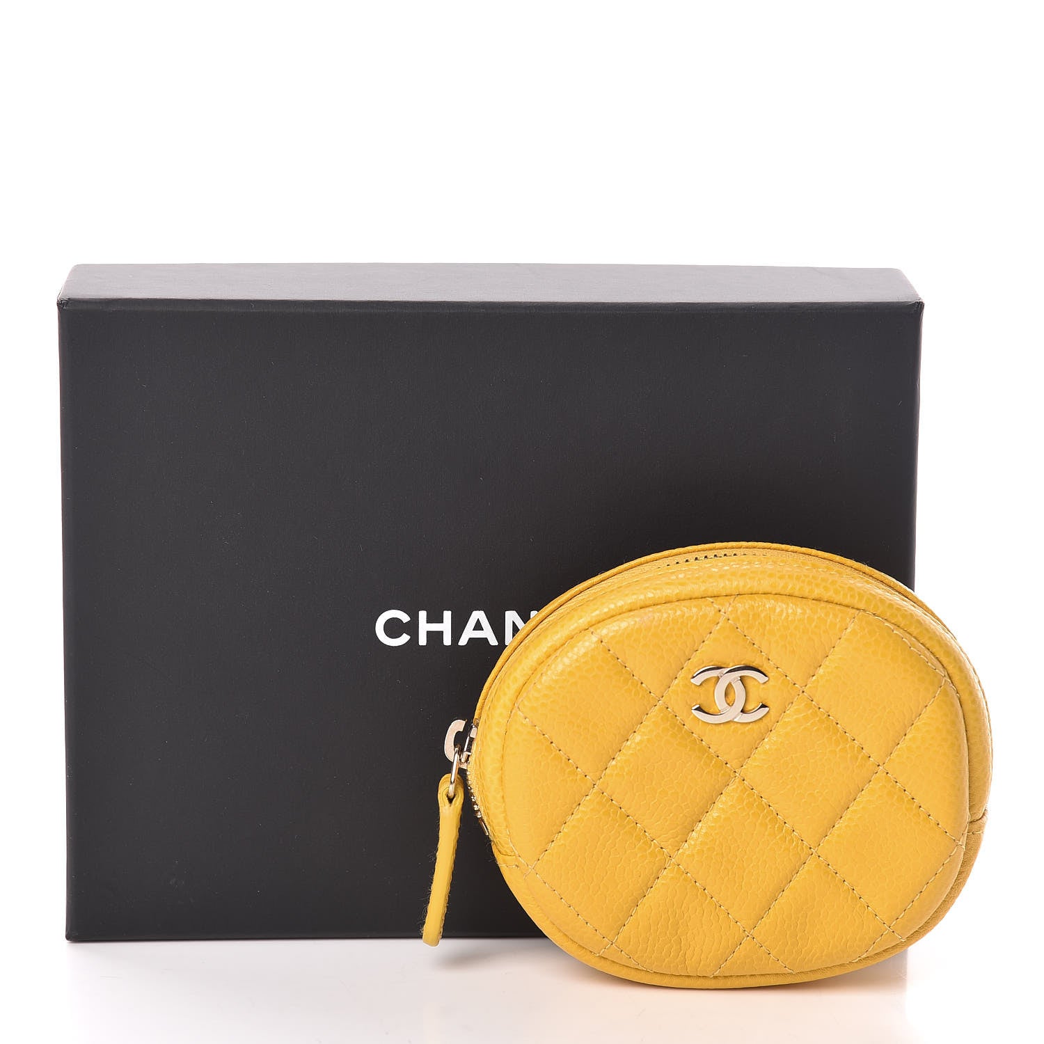 Chanel Caviar Quilted Zip Around Classic Coin Purse Yellow 8 of 8