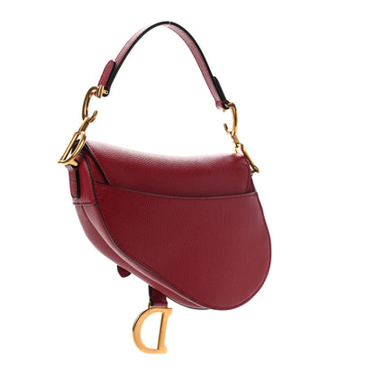 Christian Dior Grained Calfskin Mini Saddle Bag Red 3 of 9