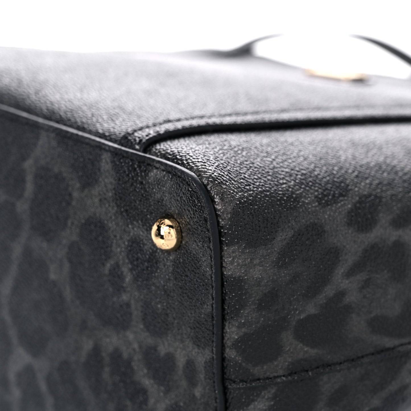 Coated Canvas Leopard Print Miss Escape Tote Grey