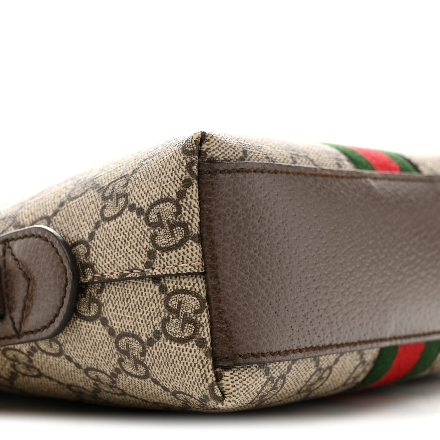GG Supreme Monogram Textured Dollar Calfskin Web Small Ophidia Dome Shoulder Bag Beige Ebony New Acero