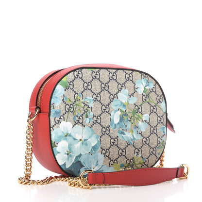Gucci GG Supreme Monogram Blooms Mini Chain Shoulder Bag Beige Blue Navy Hibiscus Red 3 of 10