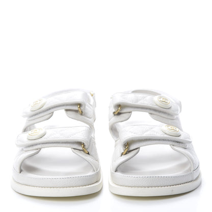 Chanel Grained Calfskin Velcro Dad Sandals 40 White 2 of 9