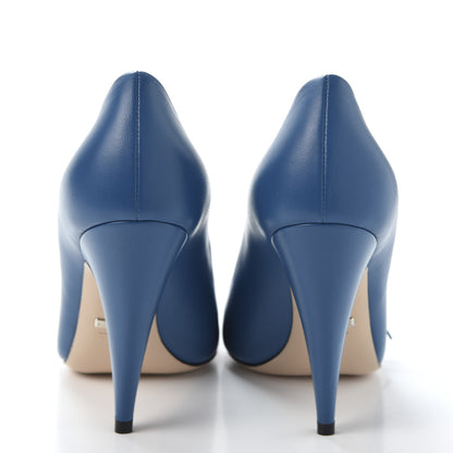 Gucci Nappa Bow High Heel Pumps 37 Riviera Blue 5 of 10