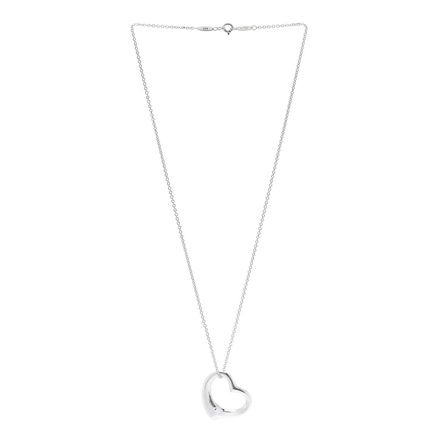 Sterling Silver 27mm Elsa Peretti Open Heart Pendant Necklace