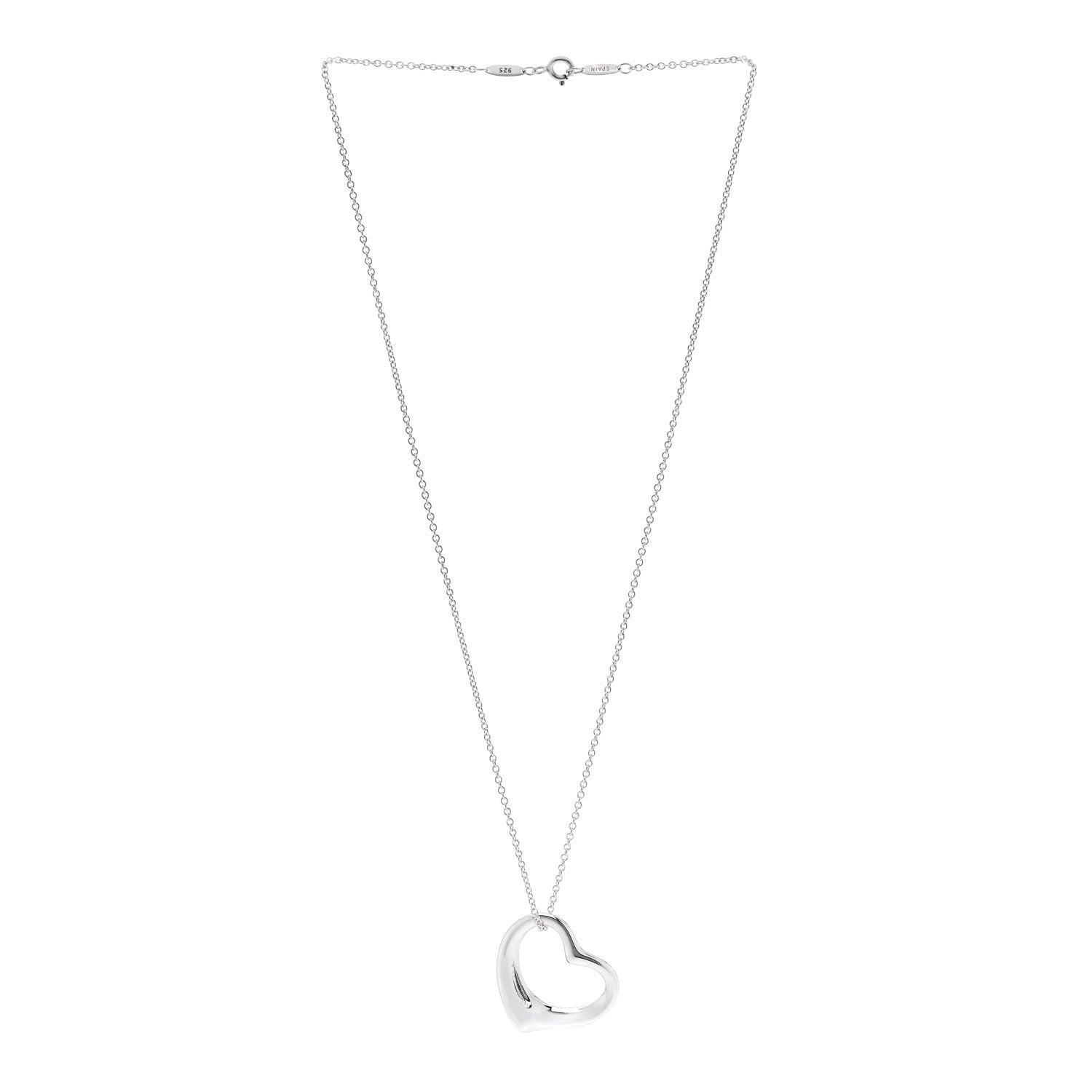 Tiffany Sterling Silver 27mm Elsa Peretti Open Heart Pendant Necklace 3 of 6