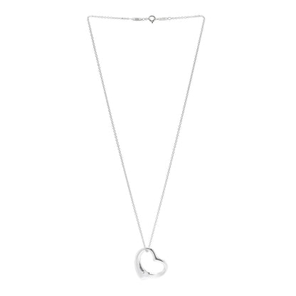 Tiffany Sterling Silver 27mm Elsa Peretti Open Heart Pendant Necklace 3 of 6