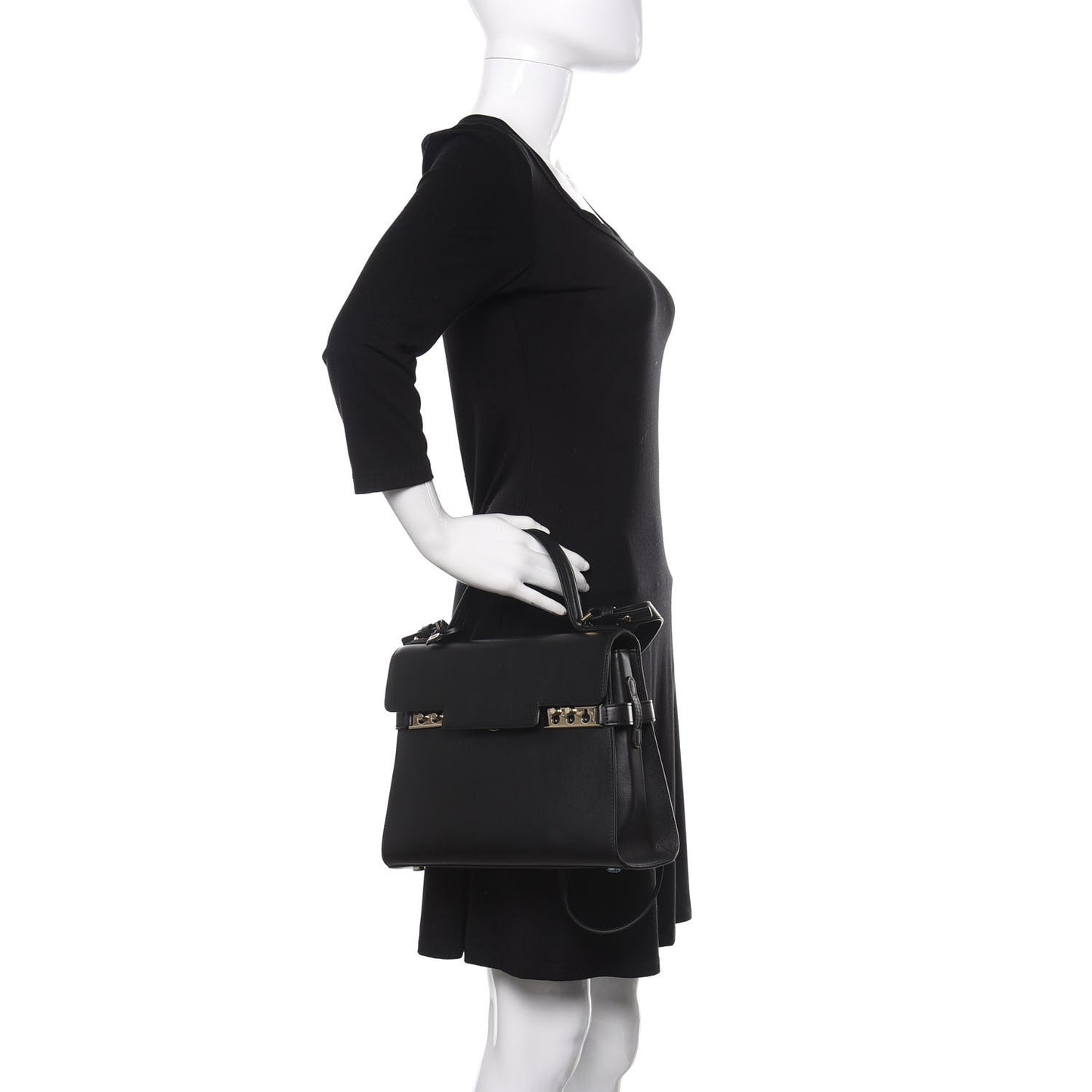 Calfskin MM Tempete Satchel Black