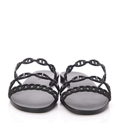 Hermes Rubber Chaine d'Ancre Rivage Sandals 38 Black 2 of 8