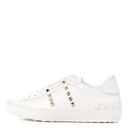 Valentino Garavani Calfskin Untitled Rockstud Sneakers 38.5 White 1 of 8