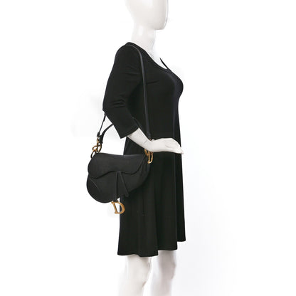 Christian Dior Grained Calfskin Saddle Bag With Strap Black 2 of 9