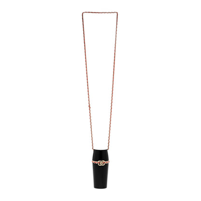 Chanel Resin Lambskin Chain CC Lipstick Case Necklace Black Pink 3 of 6