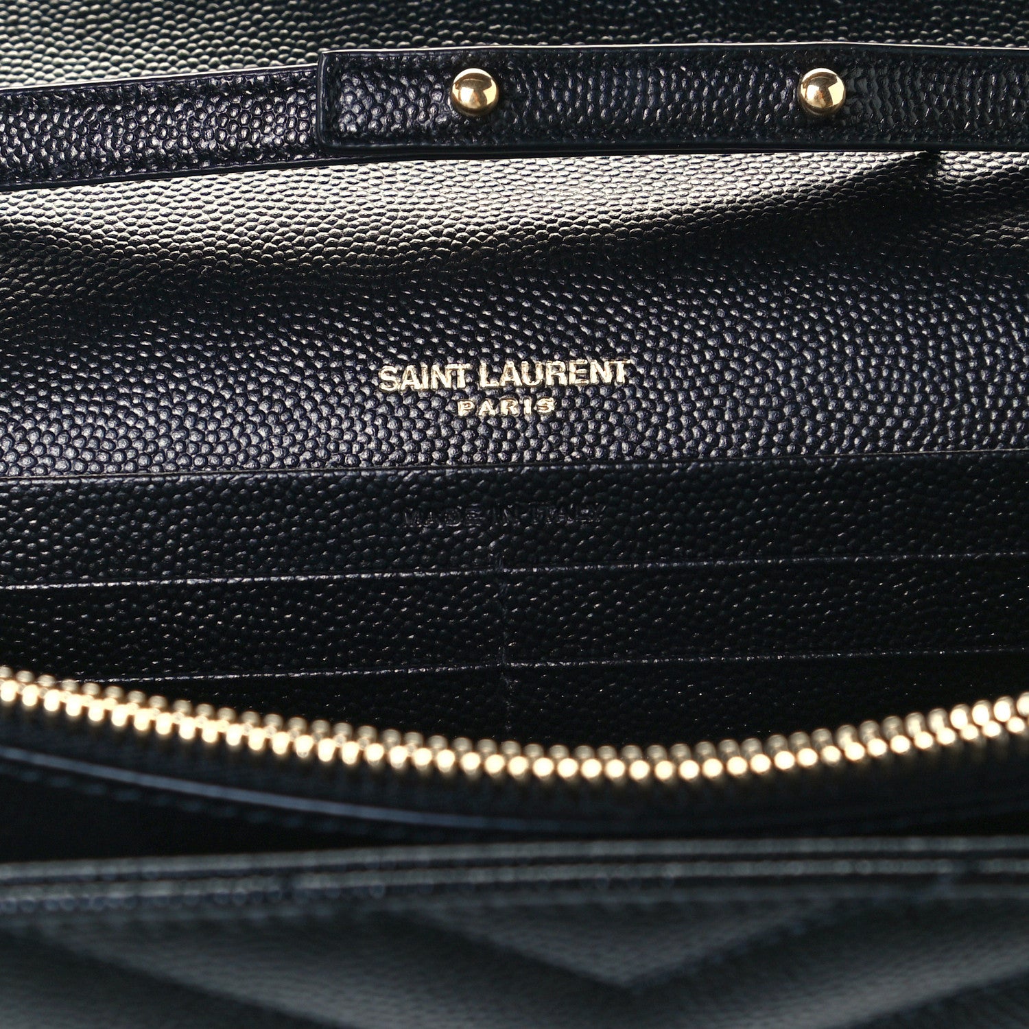 Saint Laurent Grain De Poudre Matelasse Chevron Monogram Chain Wallet Black 6 of 9