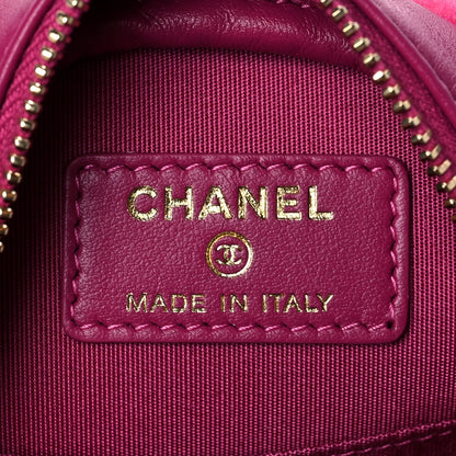 Chanel Shearling Sheepskin Chanel 19 Round Clutch With Chain Dark Pink 6 of 10