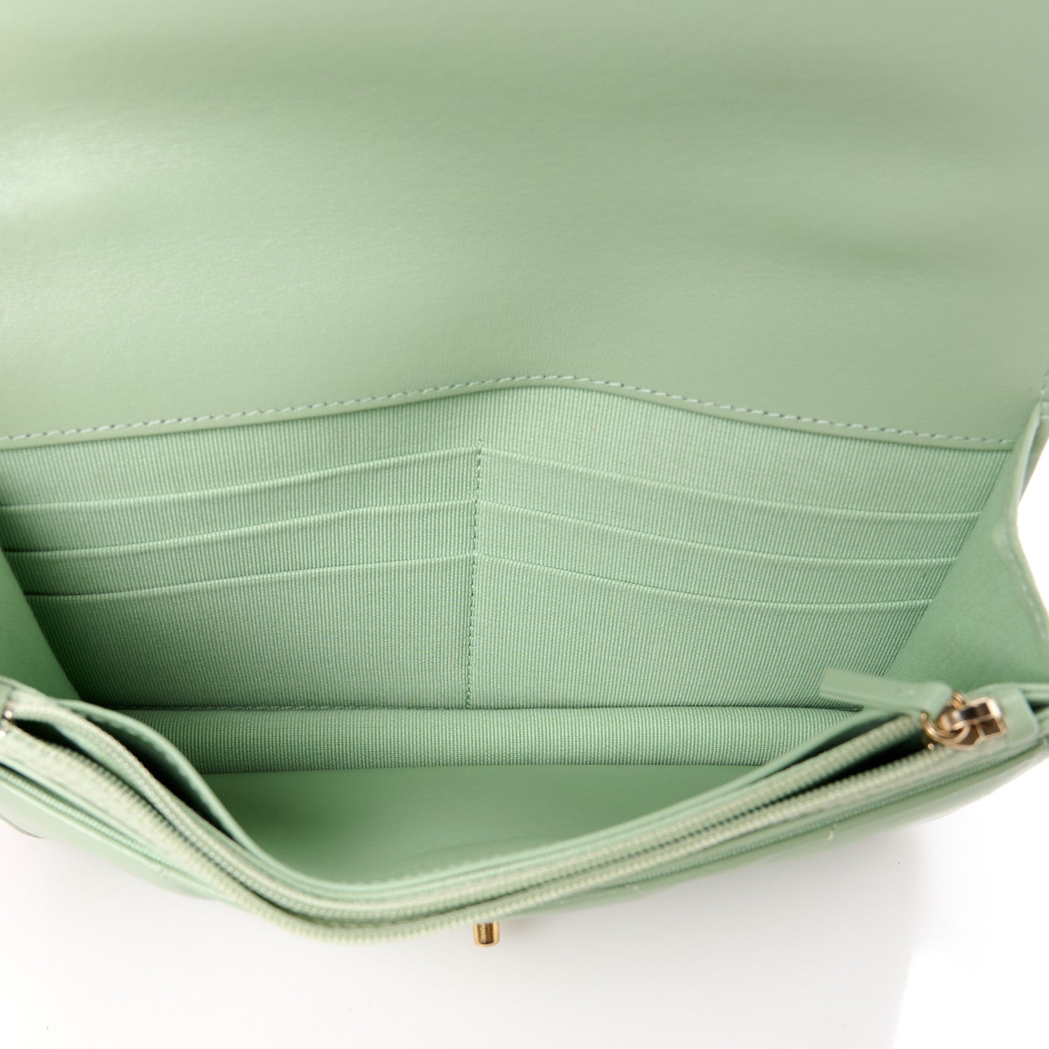 Chanel Lambskin Quilted Chanel 19 Wallet On Chain WOC Light Green 5 of 12
